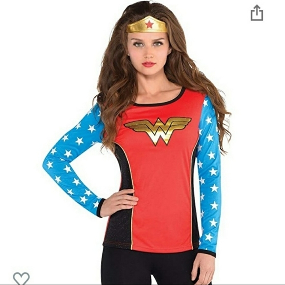 NWT DC Comics Wonder Woman Adult Halloween Costume Long Sleeve Top S/M - Picture 1 of 4